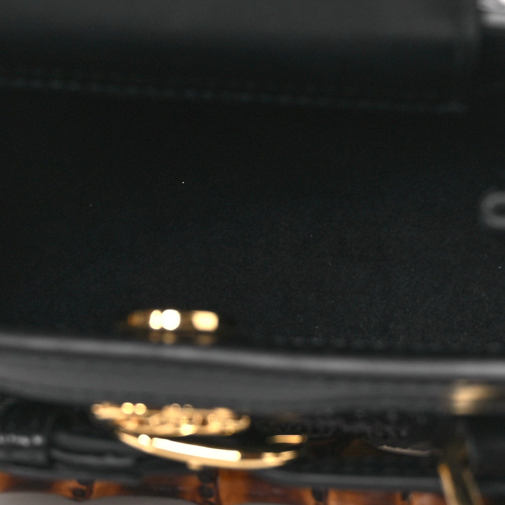 New Canvas Charisma Calfskin Crystal GG Monogram Mini Diana Tote Black wholesalehk.shop