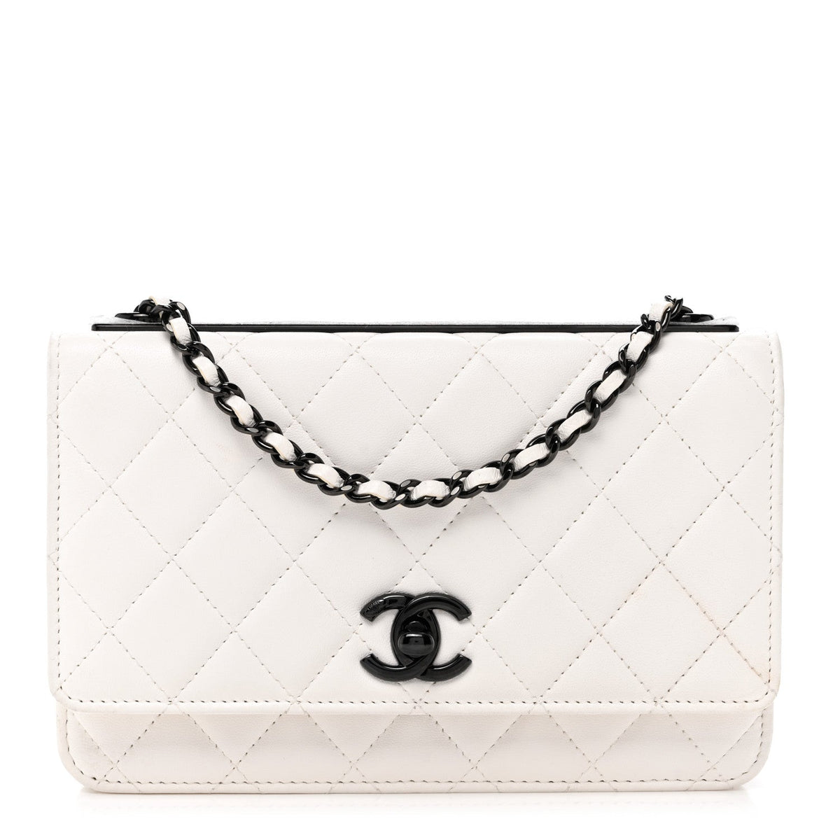 Lambskin Quilted Mini Trendy CC Wallet On Chain WOC White wholesalehk.shop