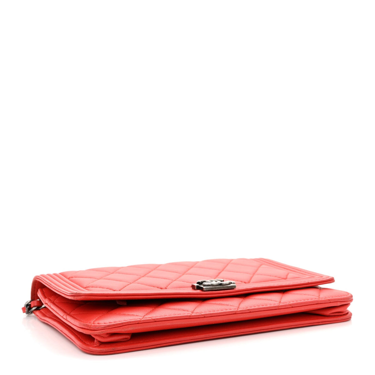 Lambskin Quilted Boy Wallet On Chain WOC Red wholesalehk.shop