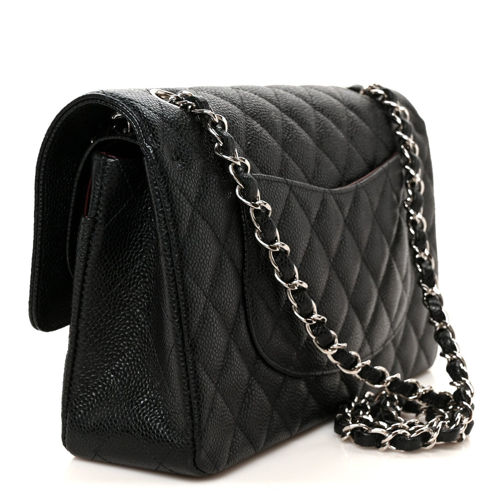 Caviar Quilted Medium Double Flap Black wholesalehk.shop