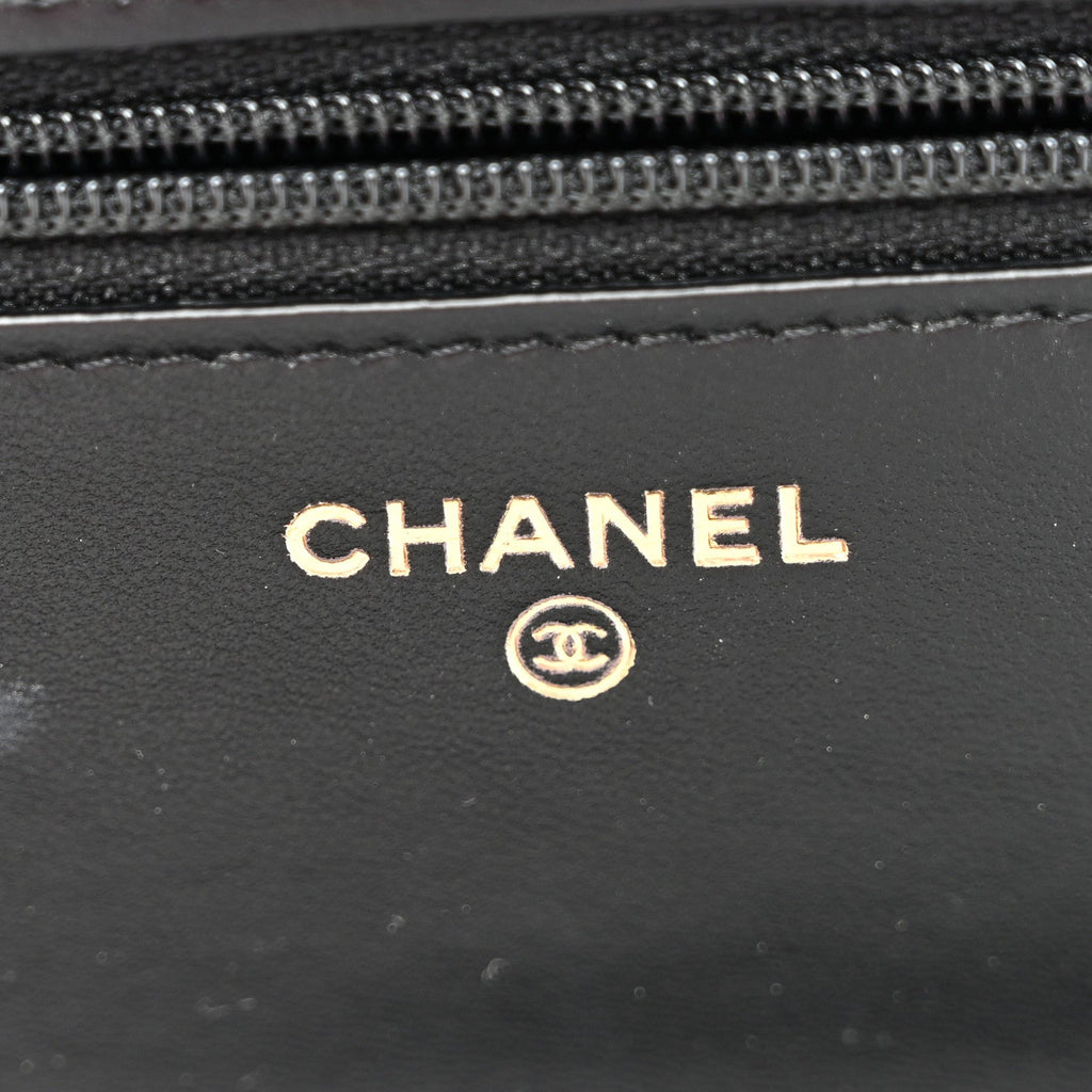 Lambskin Quilted Trendy CC Wallet On Chain WOC Black wholesalehk.shop