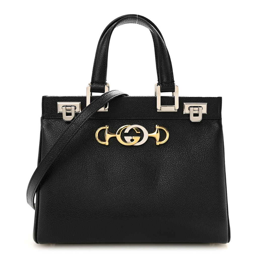 Grainy Calfskin Small Zumi Top Handle Bag Black wholesalehk.shop