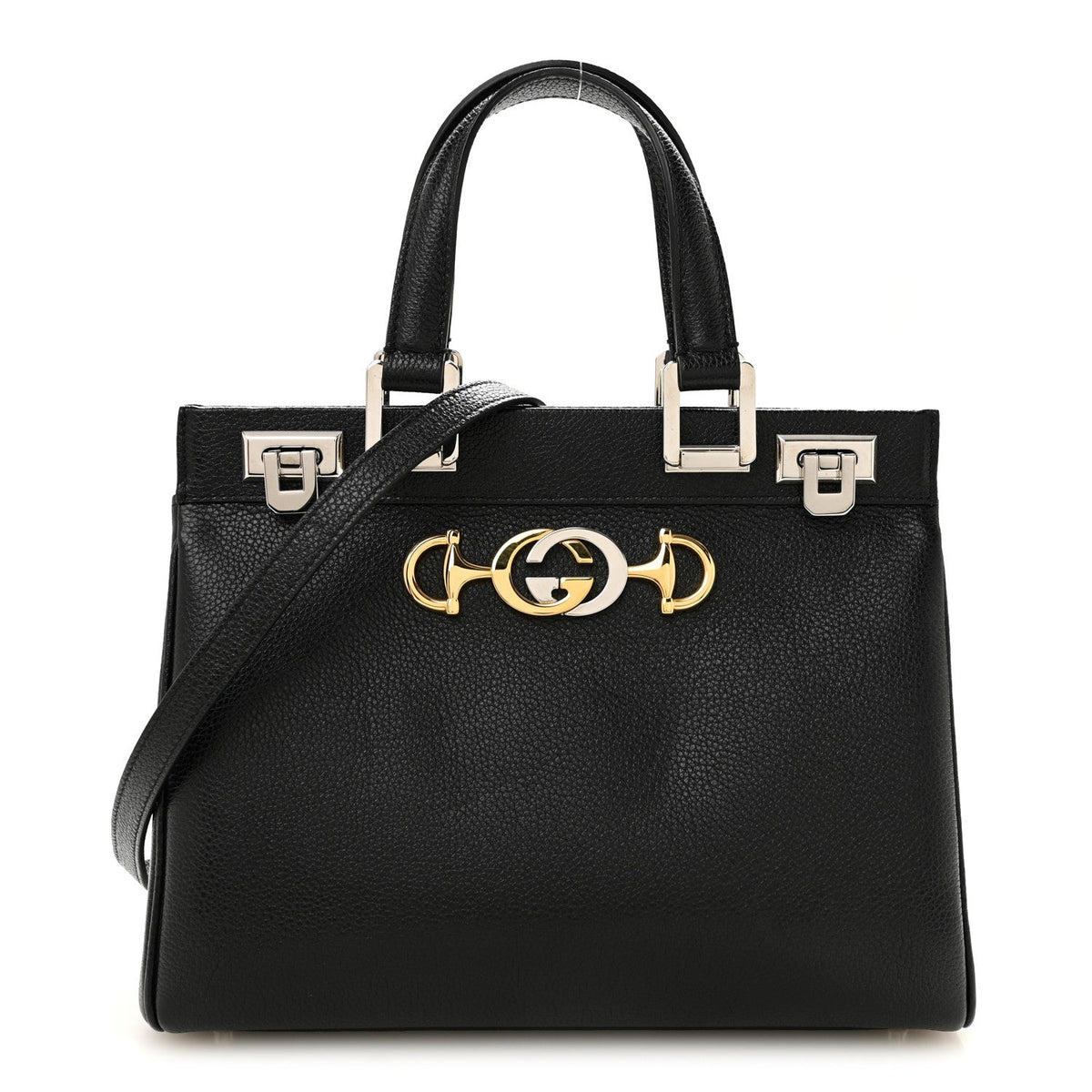 Grainy Calfskin Small Zumi Top Handle Bag Black wholesalehk.shop