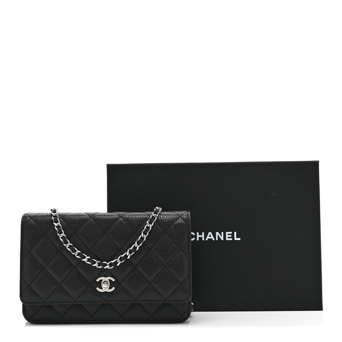 Caviar Quilted CC Turnlock Wallet On Chain WOC Black wholesalehk.shop