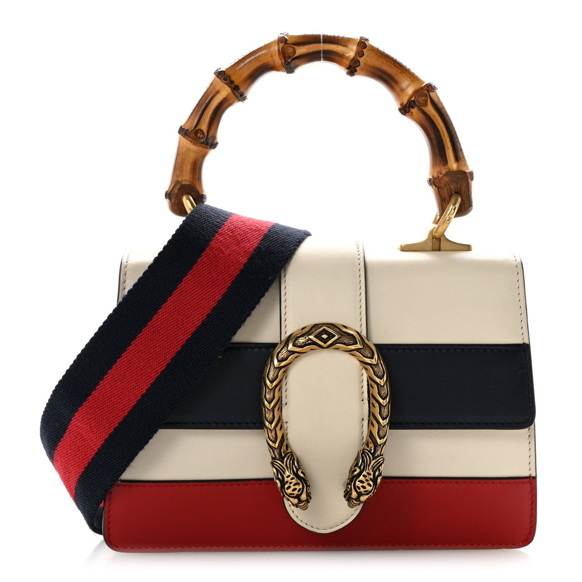 Calfskin Bamboo Web Mini Dionysus Top Handle Bag White Blue Hibiscus Red wholesalehk.shop