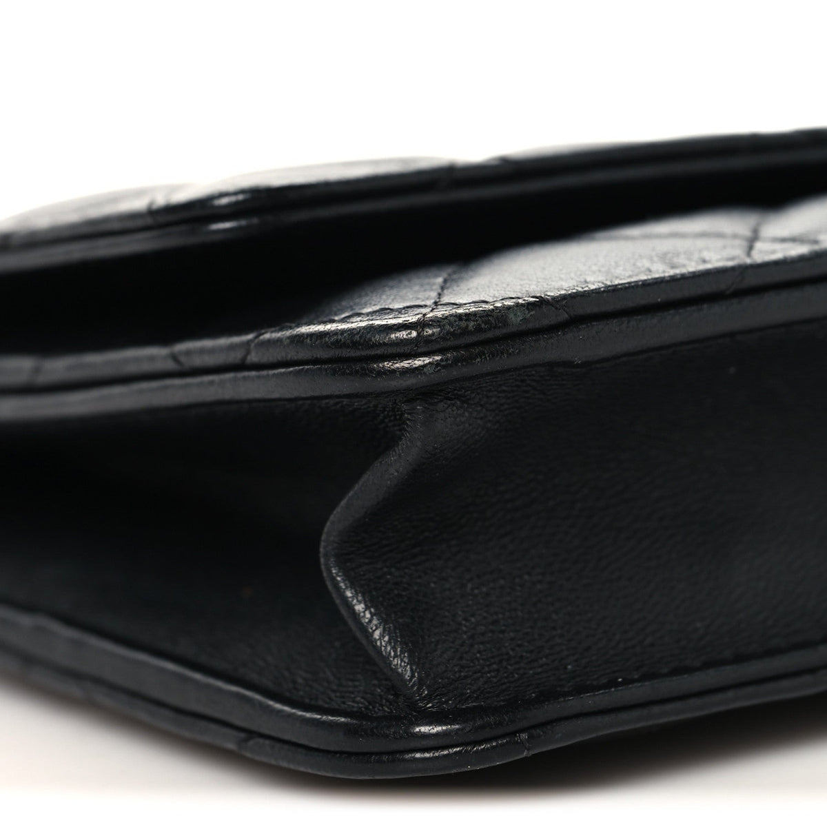 Lambskin Quilted Wallet On Chain WOC Black wholesalehk.shop
