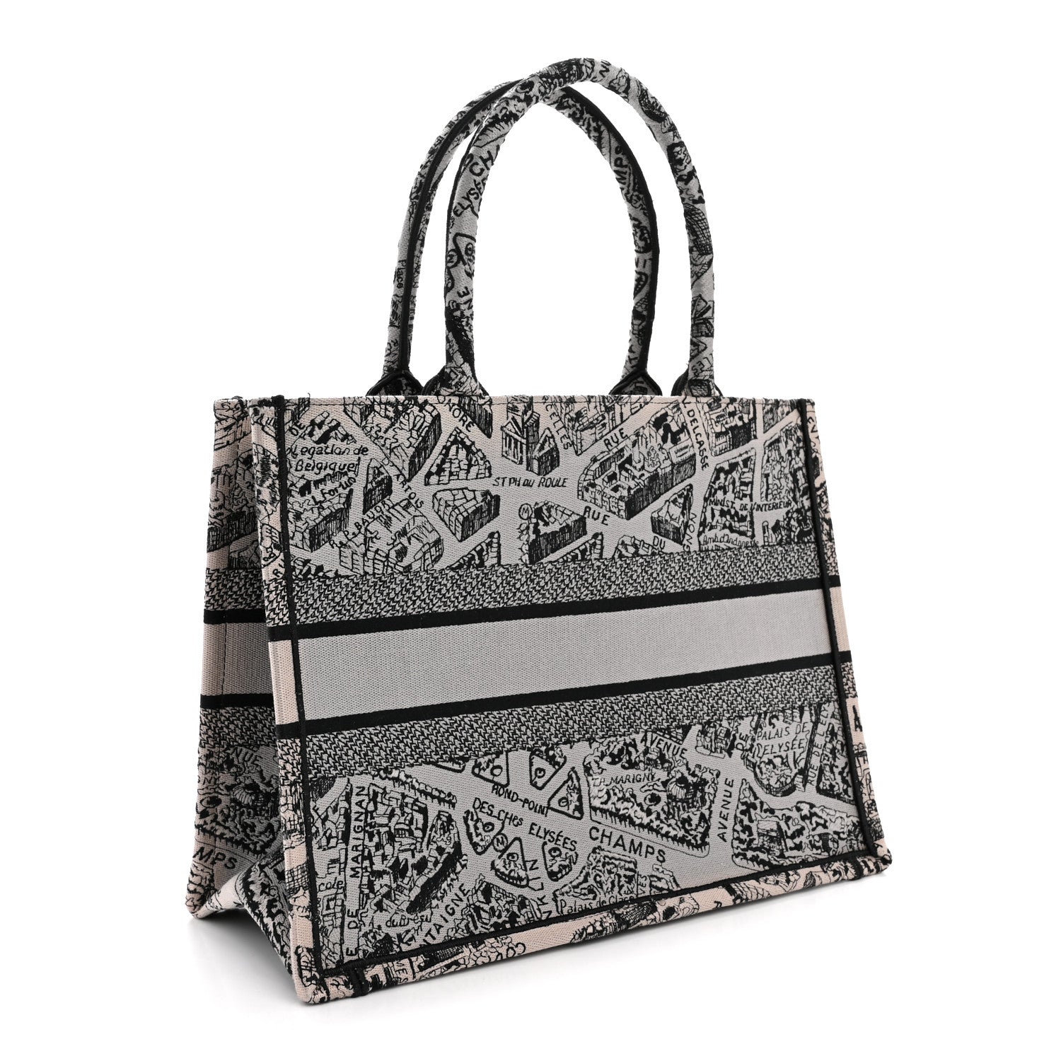 Canvas Embroidered Medium Plan De Paris Book Tote Grey Black £¨ Direct shipment via from wholesalehk.shop