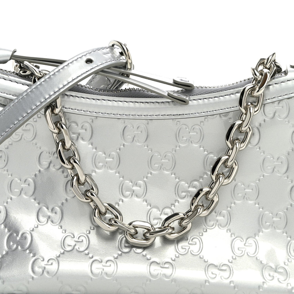 Shine Guccissima Emblem Small Shoulder Bag Silver £¨ Direct shipment via from wholesalehk.shop