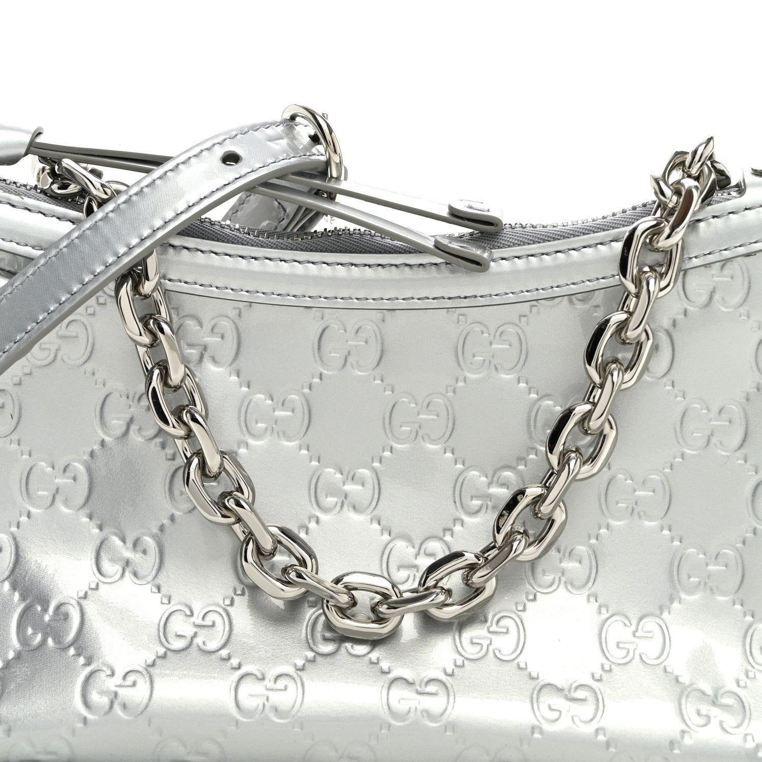 Shine Guccissima Emblem Small Shoulder Bag Silver £¨ Direct shipment via from wholesalehk.shop