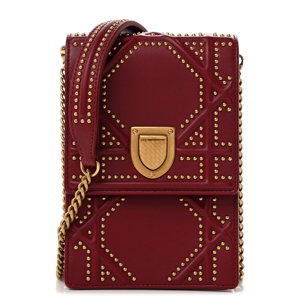 Lambskin Studded Vertical Diorama Spicy Red ¡§ Direct shipment via from wholesalehk.shop