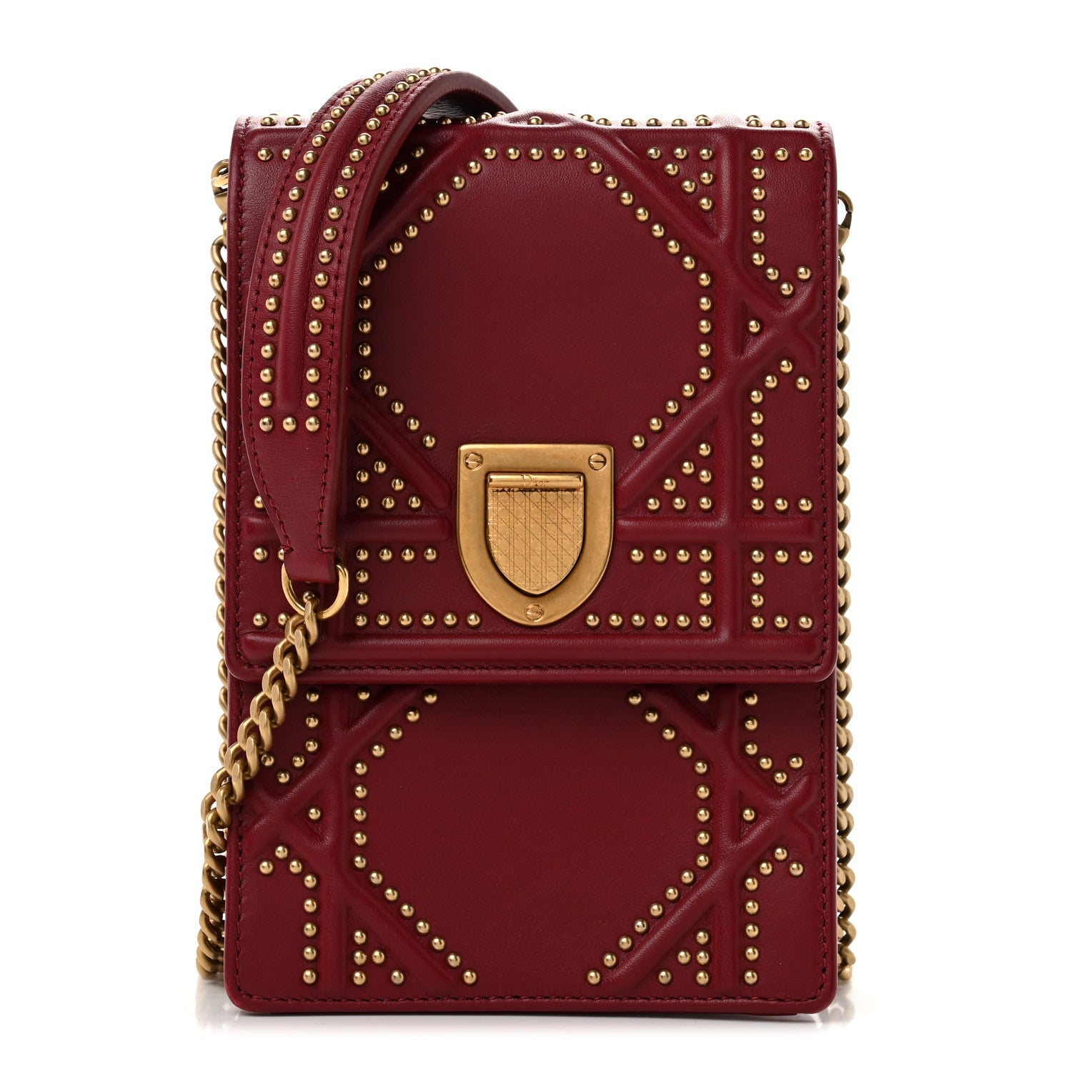 Lambskin Studded Vertical Diorama Spicy Red ¡§ Direct shipment via from wholesalehk.shop