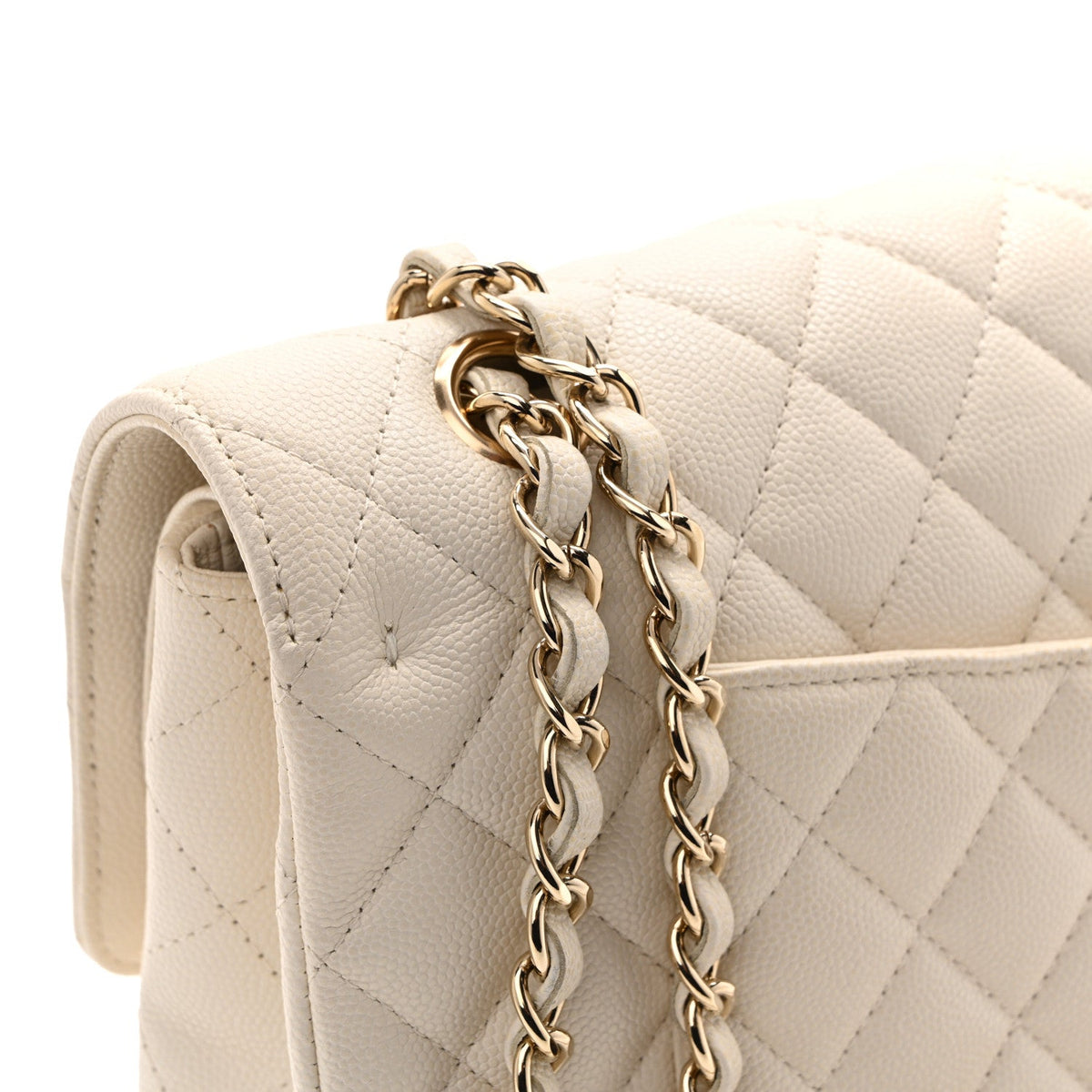 Caviar Quilted Medium Double Flap White wholesalehk.shop