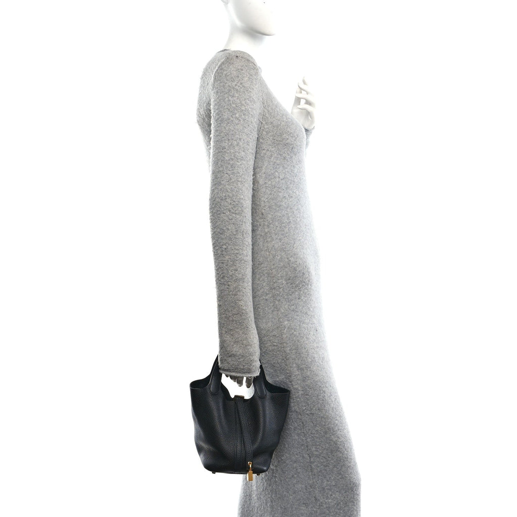 Taurillon Clemence Picotin Lock 18 PM Black £¨ Direct shipment via from wholesalehk.shop
