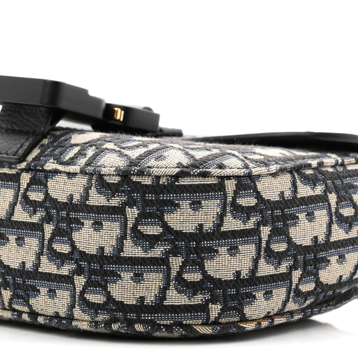 Grained Calfskin Oblique Mini Saddle Messenger Bag With Flap Beige Black wholesalehk.shop