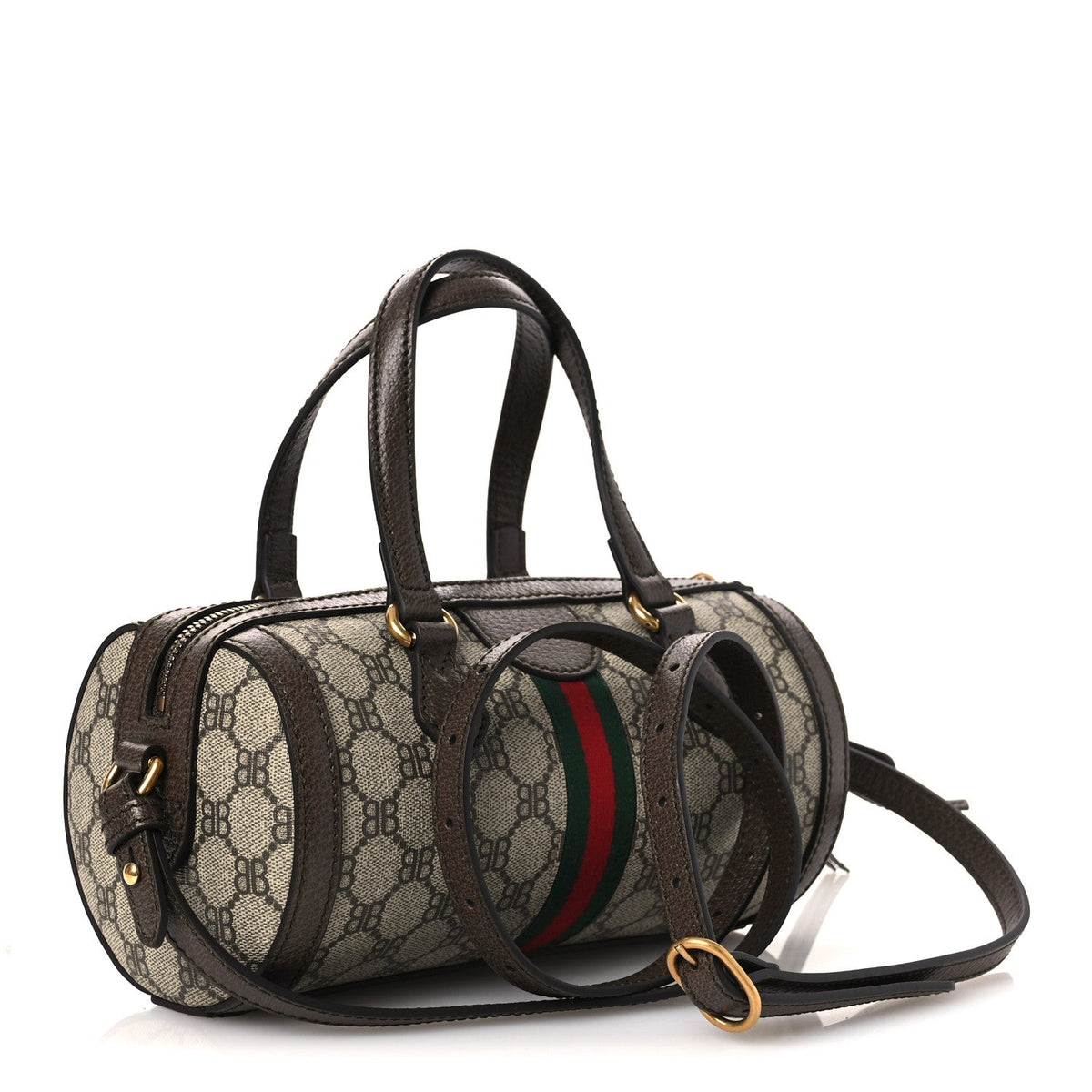 X BALENCIAGA BB Supreme Monogram Web Small Ophidia Boston Bag Beige New Acero wholesalehk.shop