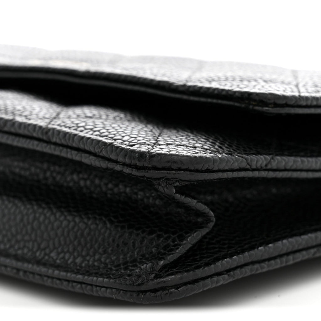Caviar Quilted Wallet on Chain WOC Black wholesalehk.shop