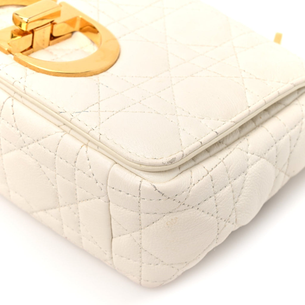 Grained Calfskin Cannage Small Caro Bag White wholesalehk.shop