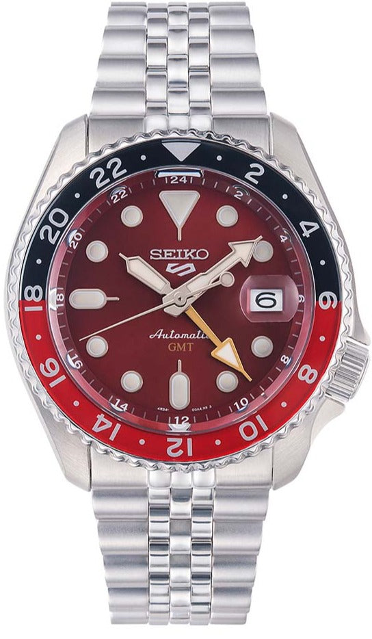 Seiko 5 Sports Thong Sia Limited Edition Red Dial Silver Steel Strap Watch For Men - SSK031K1 wholesalehk.shop