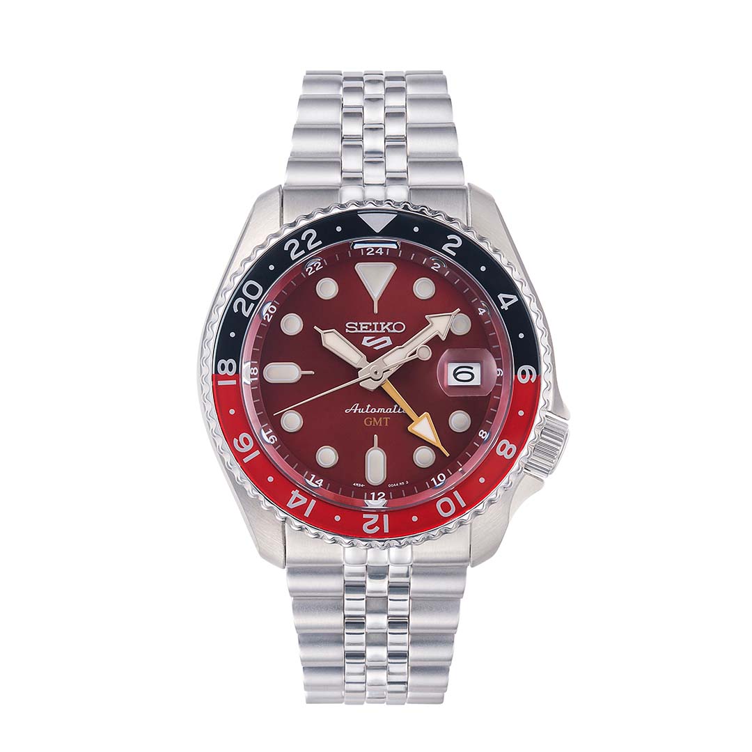 Seiko 5 Sports Thong Sia Limited Edition Red Dial Silver Steel Strap Watch For Men - SSK031K1 wholesalehk.shop