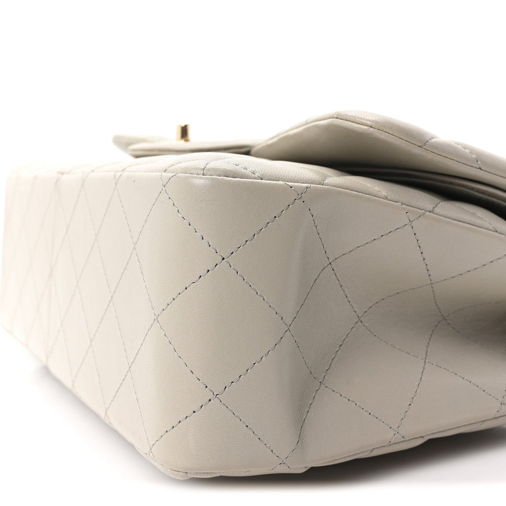 Lambskin Quilted Jumbo Double Flap Grey wholesalehk.shop