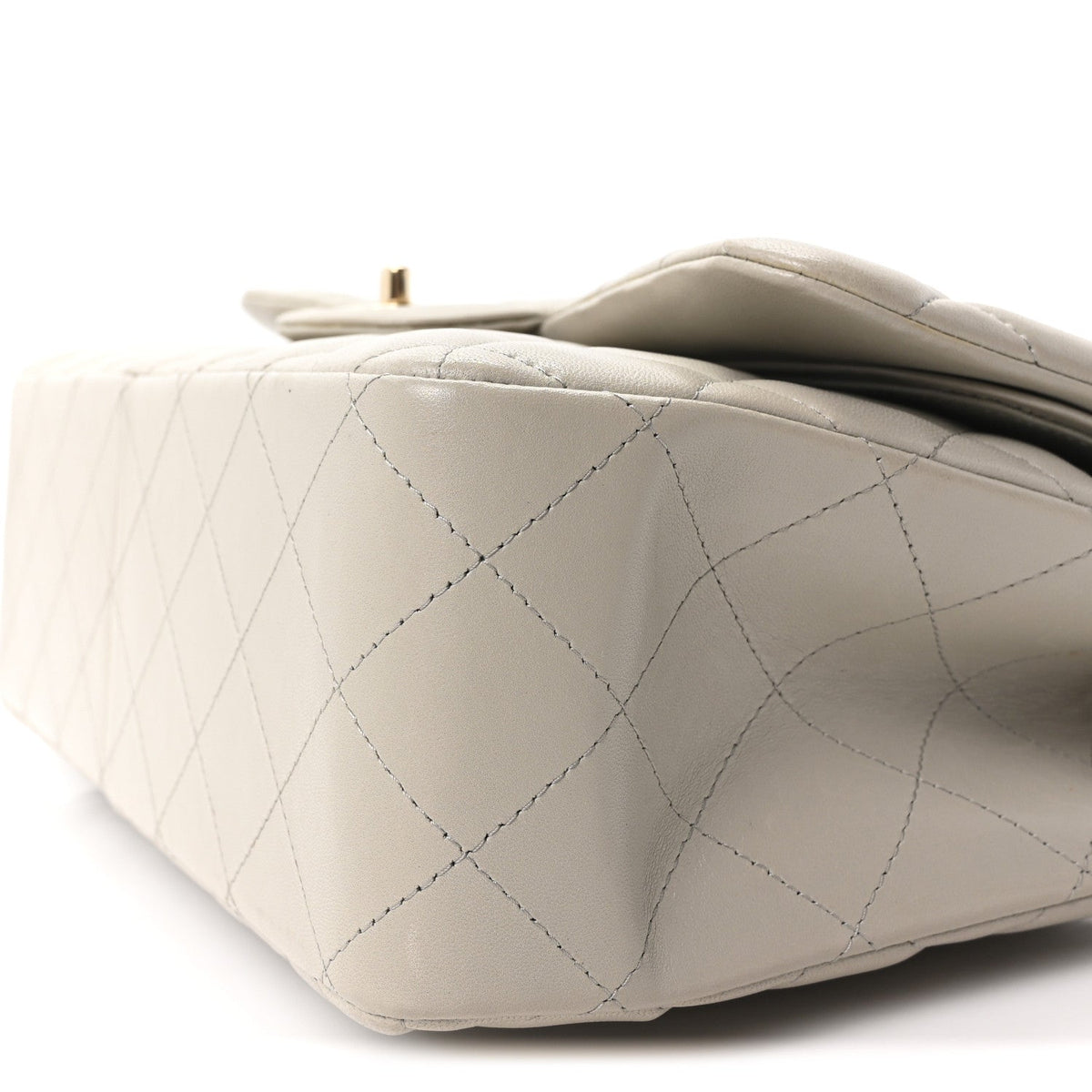 Lambskin Quilted Jumbo Double Flap Grey wholesalehk.shop