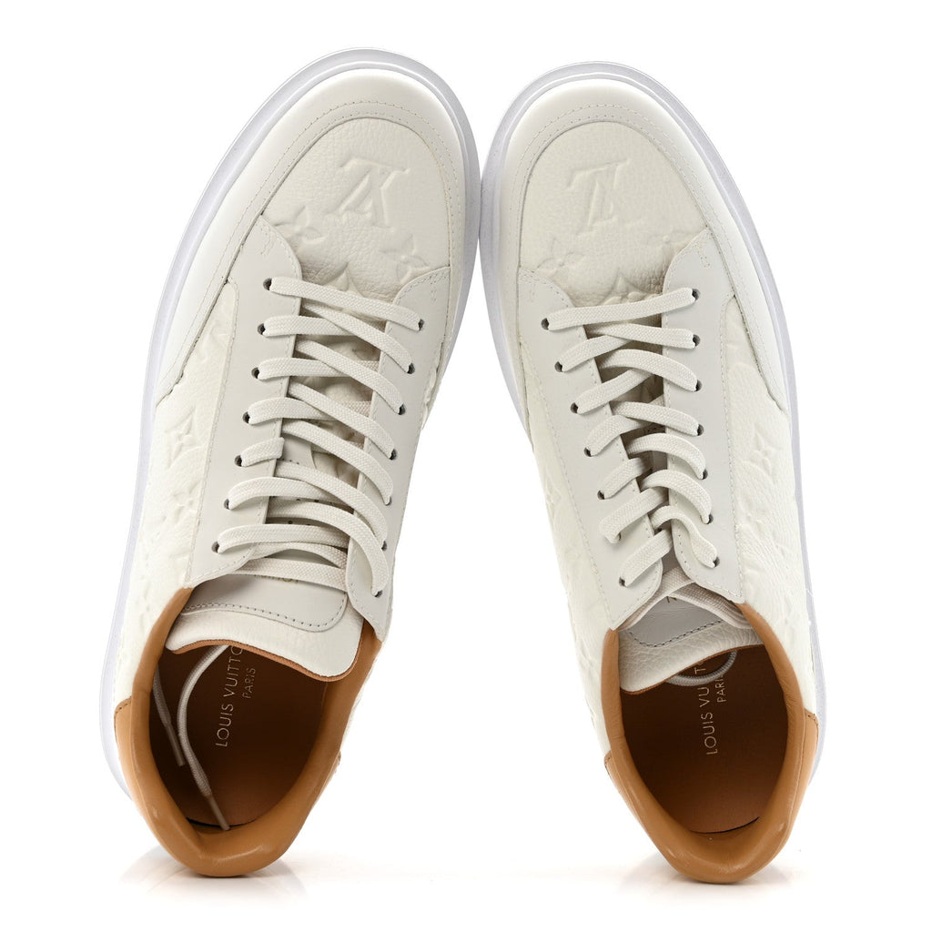 Grained Calfskin Embossed Monogram Mens Beverly Hills Sneakers 8.5 White £¨ Direct shipment via from wholesalehk.shop