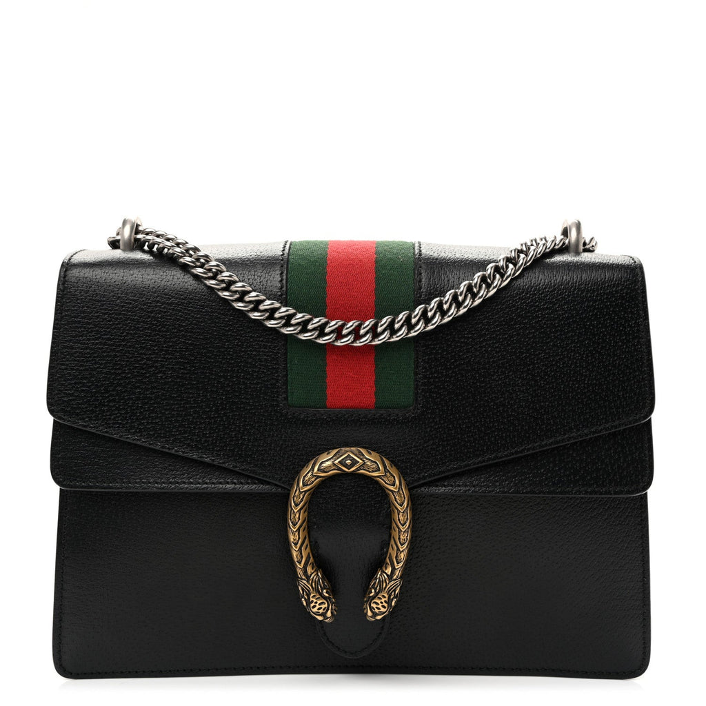 Calfskin Web Medium Dionysus Shoulder Bag Black wholesalehk.shop