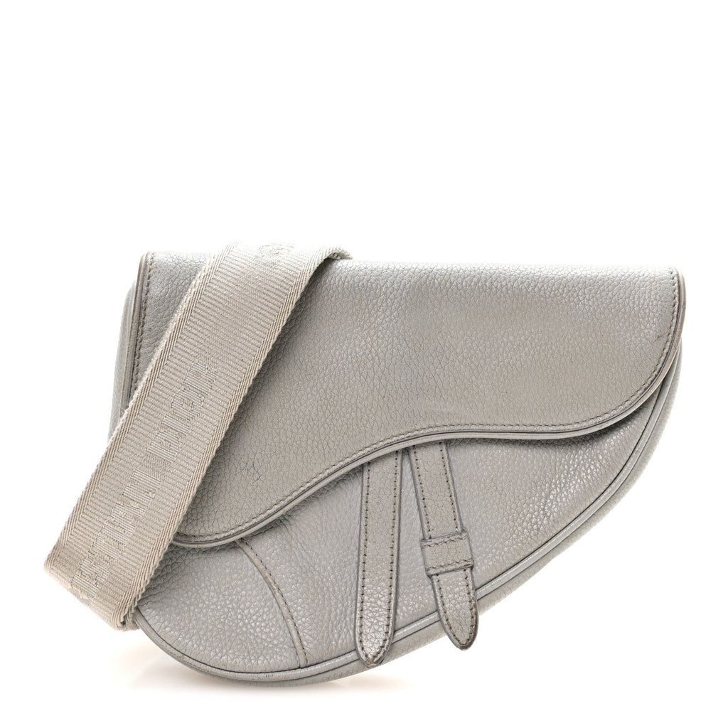 Grained Calfskin Mens Mini Saddle Bag Gray wholesalehk.shop