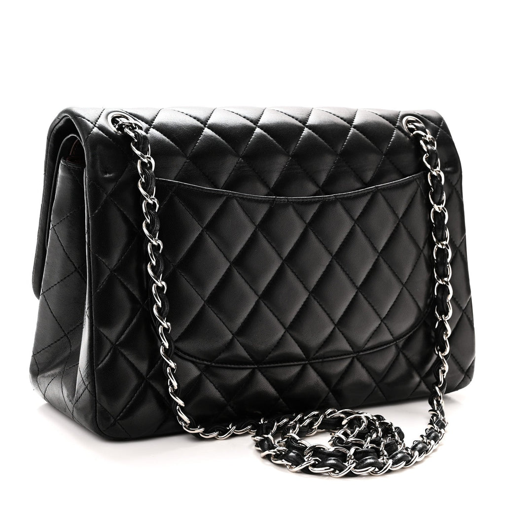 Lambskin Quilted Jumbo Double Flap Black wholesalehk.shop
