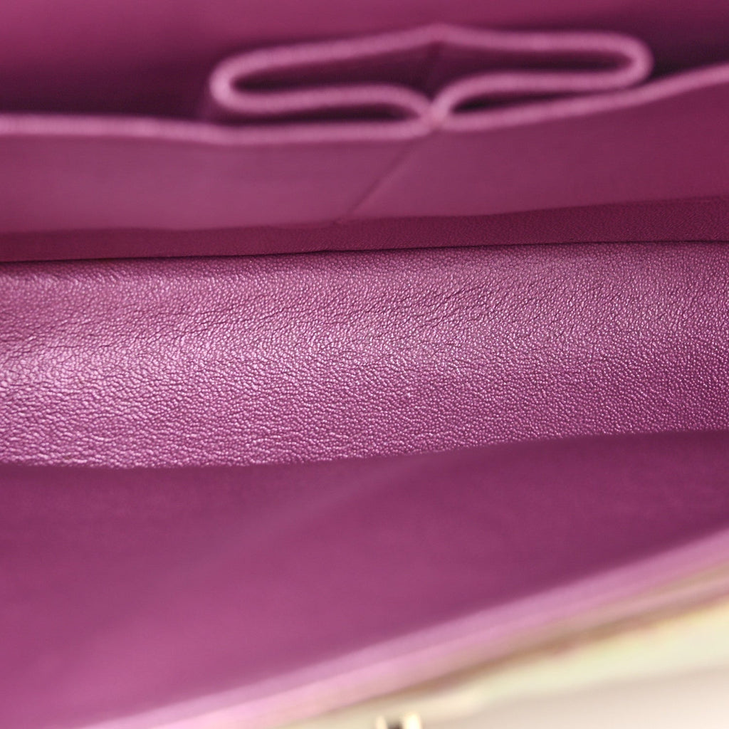 Iridescent Lambskin Quilted Medium Double Flap Purple wholesalehk.shop