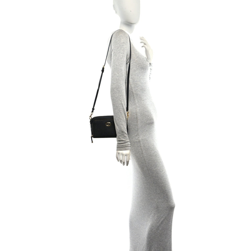 Grained Calfskin Caro Double Pouch Black wholesalehk.shop