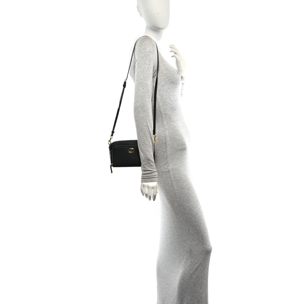 Grained Calfskin Caro Double Pouch Black wholesalehk.shop