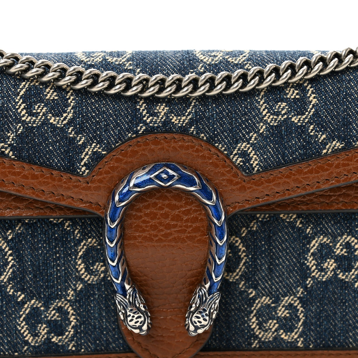 New Denim GG Monogram Dollar Calfskin Enamel Super Mini Dionysus Shoulder Bag Blue Tea Cuir Epilog Electric Blue wholesalehk.shop