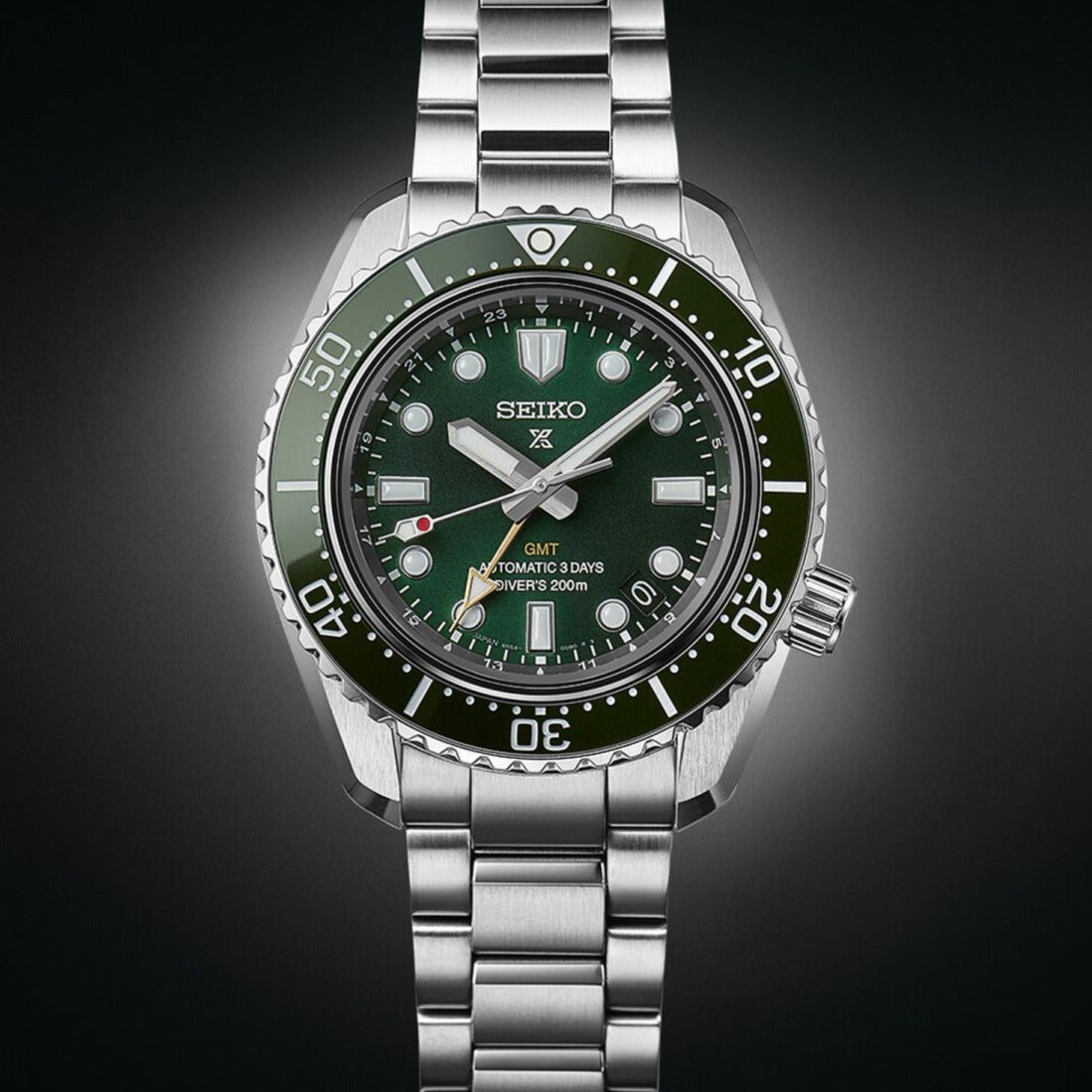 Seiko Prospex GMT Divers Automatic Marine Green Dial Silver Steel Strap Watch For Men - SPB381J1 wholesalehk.shop
