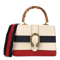 Calfskin Bamboo Web Medium Dionysus Top Handle Bag White Blue Hibiscus Red wholesalehk.shop