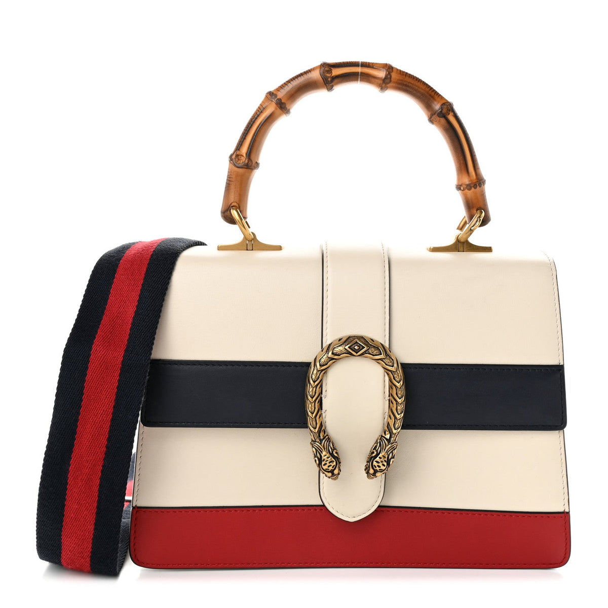 Calfskin Bamboo Web Medium Dionysus Top Handle Bag White Blue Hibiscus Red wholesalehk.shop