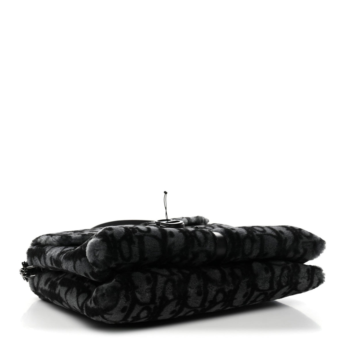 Oblique Mink Fur Saddle Soft Bag Dark Grey wholesalehk.shop