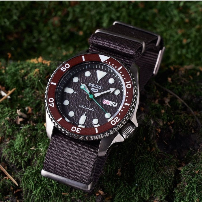Seiko 5 Sport Automatic Brown Dial Brown Nylon Strap Watch For Men - SRPD85K1 wholesalehk.shop