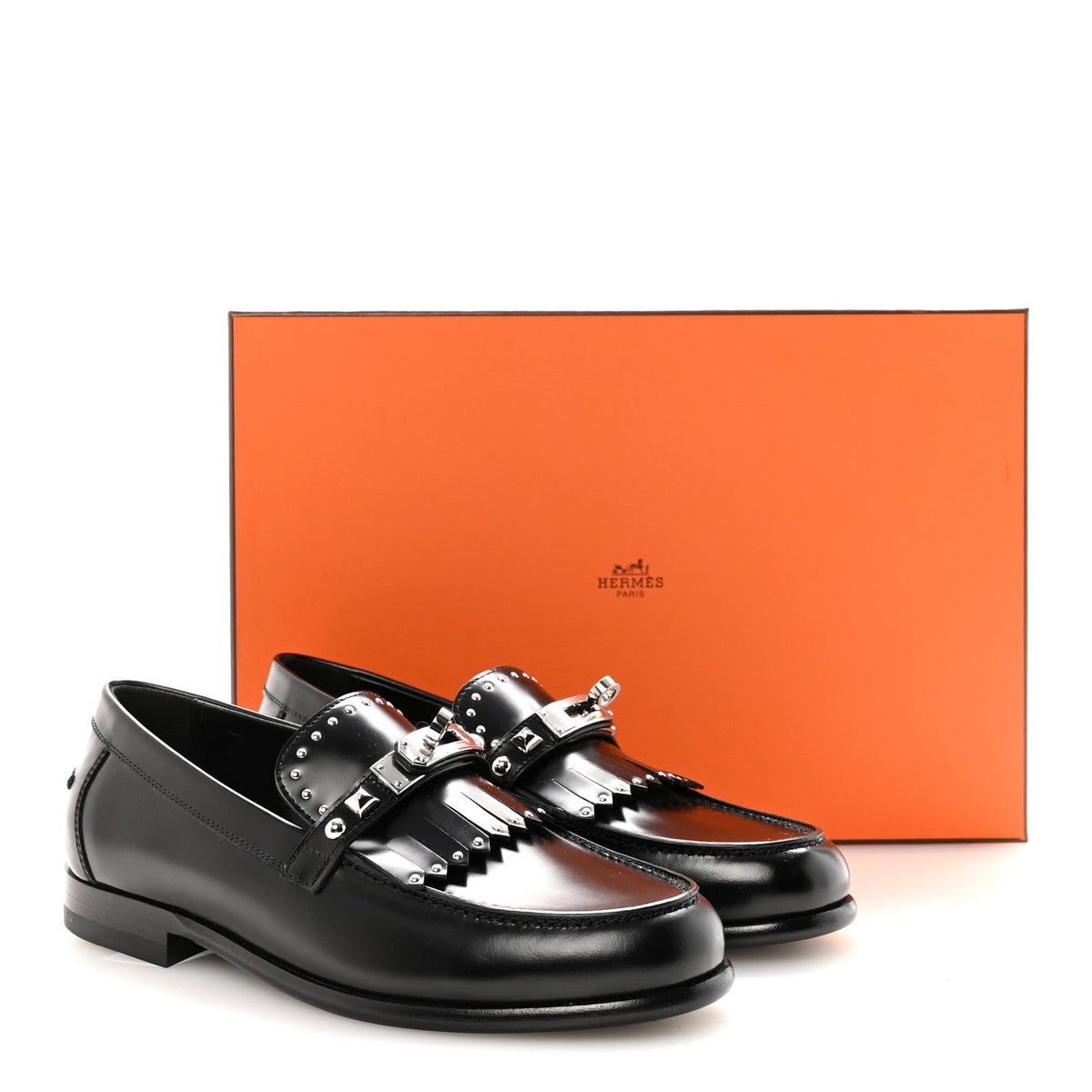 Glazed Calfskin Medor Studded Fringe Womens Destin Loafer 35 Black wholesalehk.shop