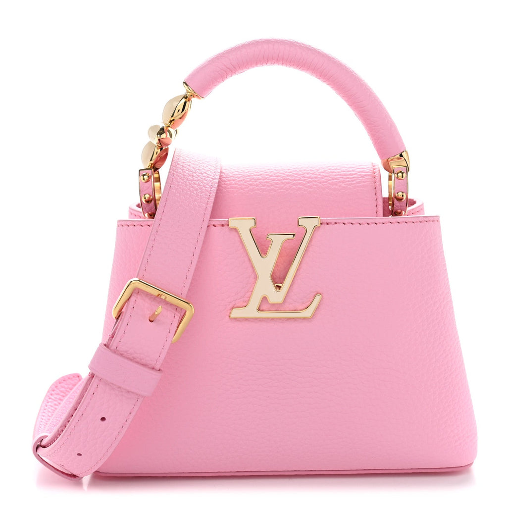 Taurillon Embellished Flower Handle Capucines Mini  Marshmallow Pink £¨ Direct shipment via from wholesalehk.shop