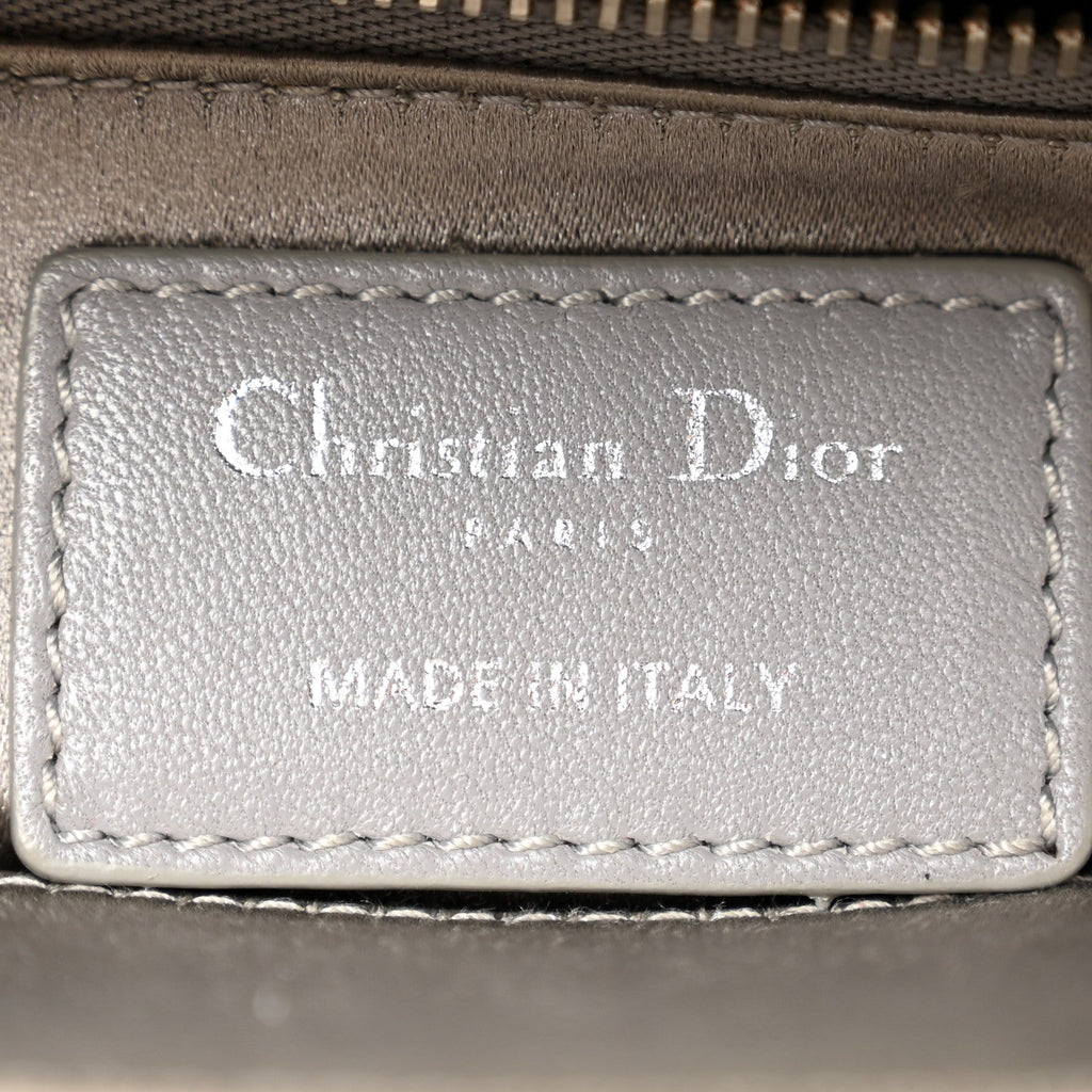 Satin Crystal Cannage Mini Lady Dior Gray wholesalehk.shop