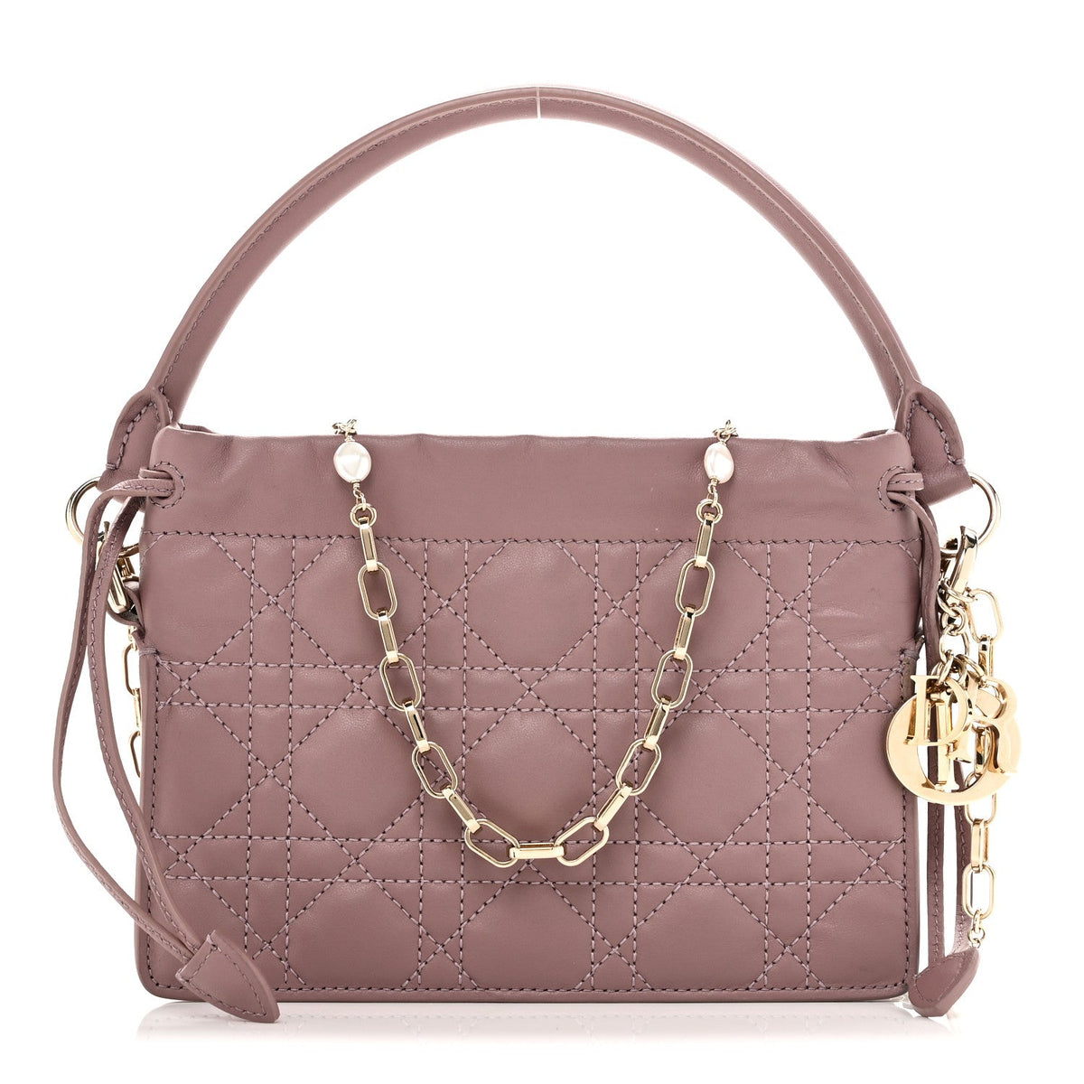 Lambskin Cannage Milly Mini Drawstring Bag Pink Peony wholesalehk.shop