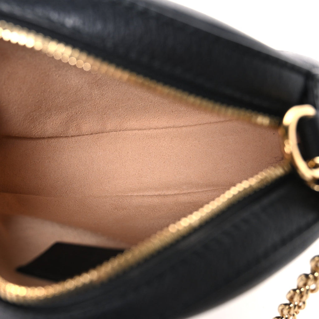 Grained Calfskin Web Mini Ophidia Round Shoulder Bag Black wholesalehk.shop