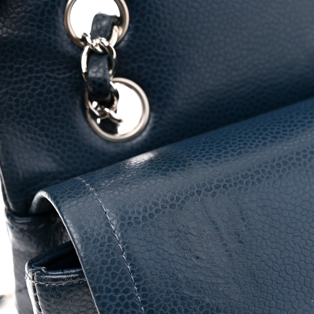 Caviar Quilted Medium Double Flap Navy wholesalehk.shop