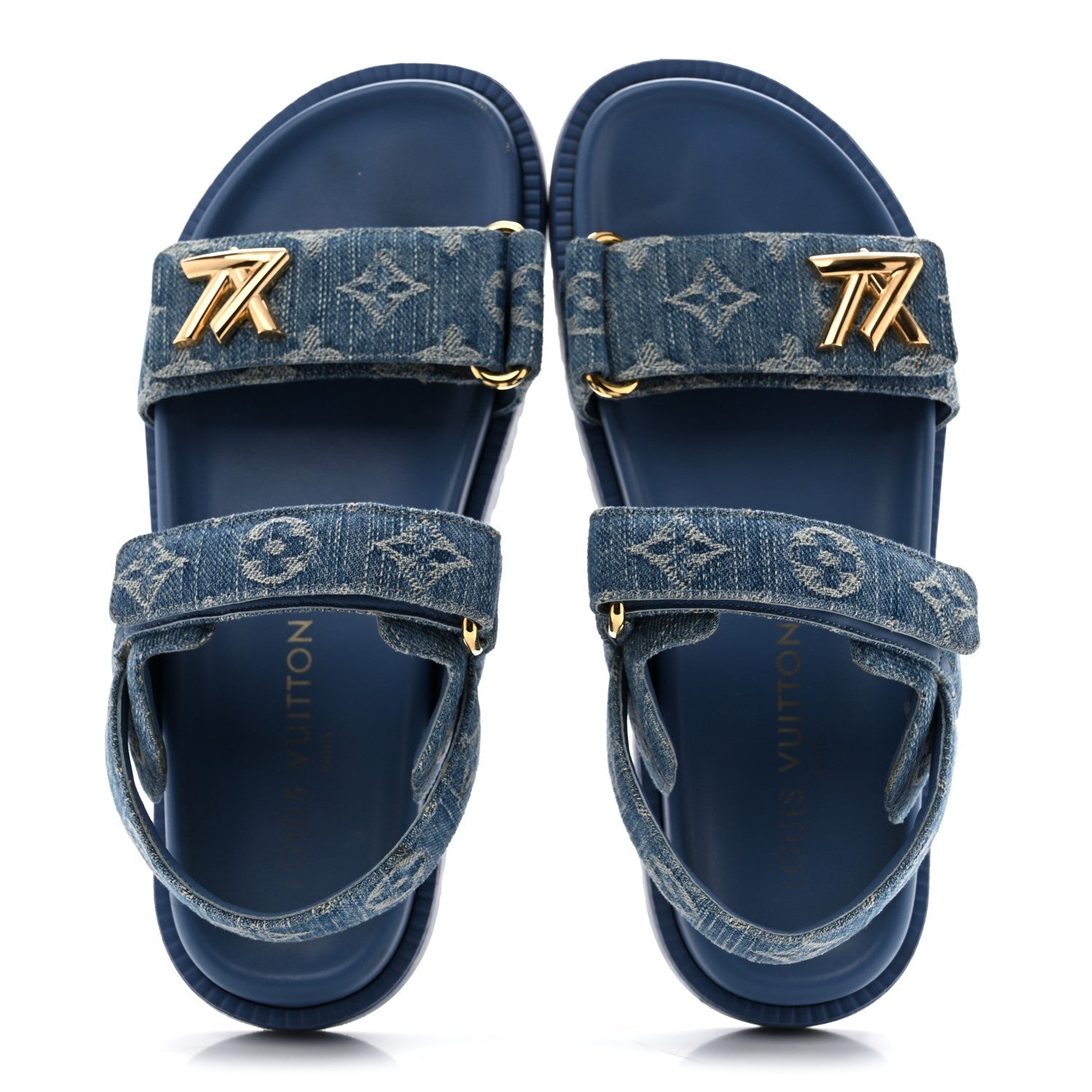 Denim Monogram LV Sunset Comfort Flat Sandals 37 Blue £¨ Direct shipment via from wholesalehk.shop
