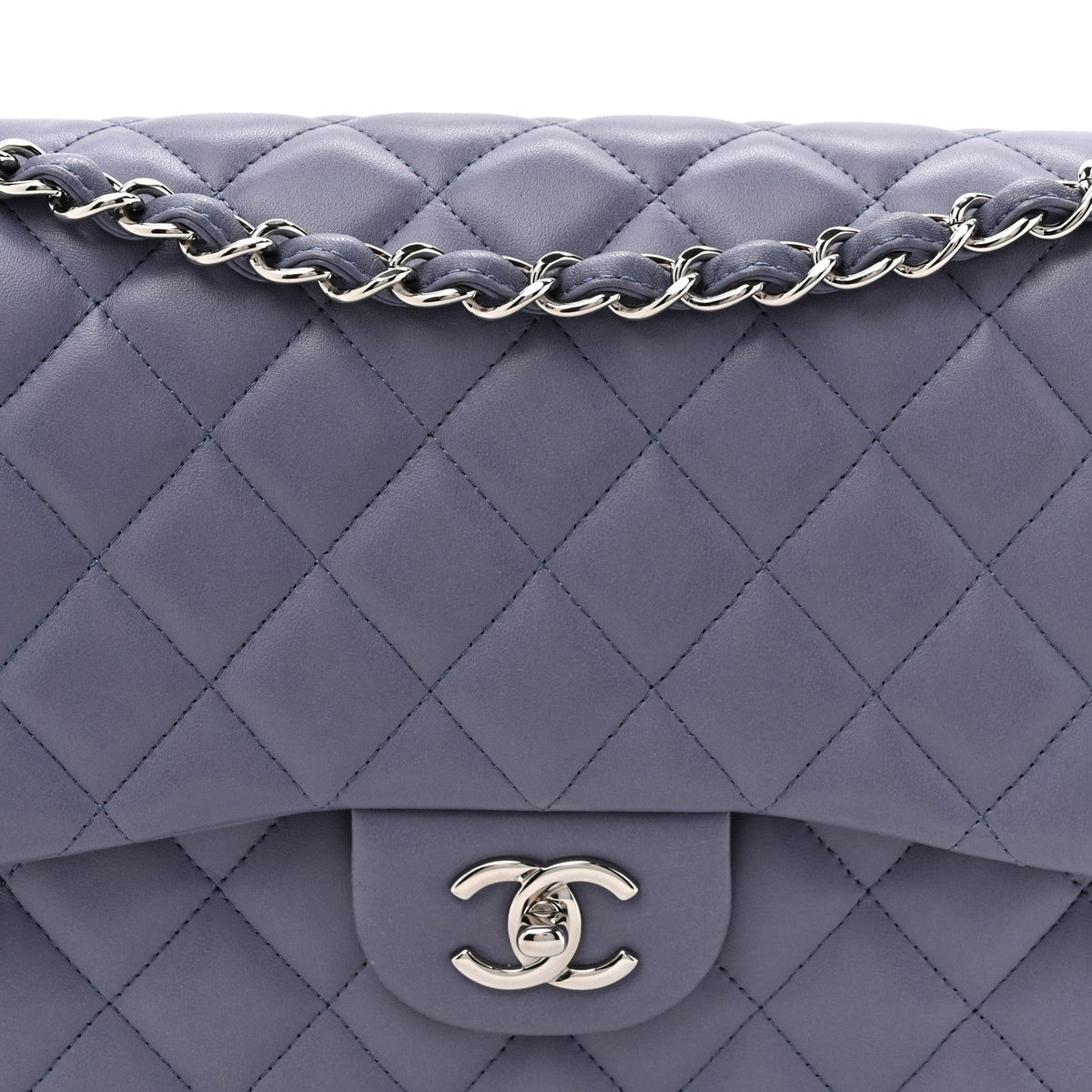 Lambskin Quilted Jumbo Double Flap Light Purple wholesalehk.shop