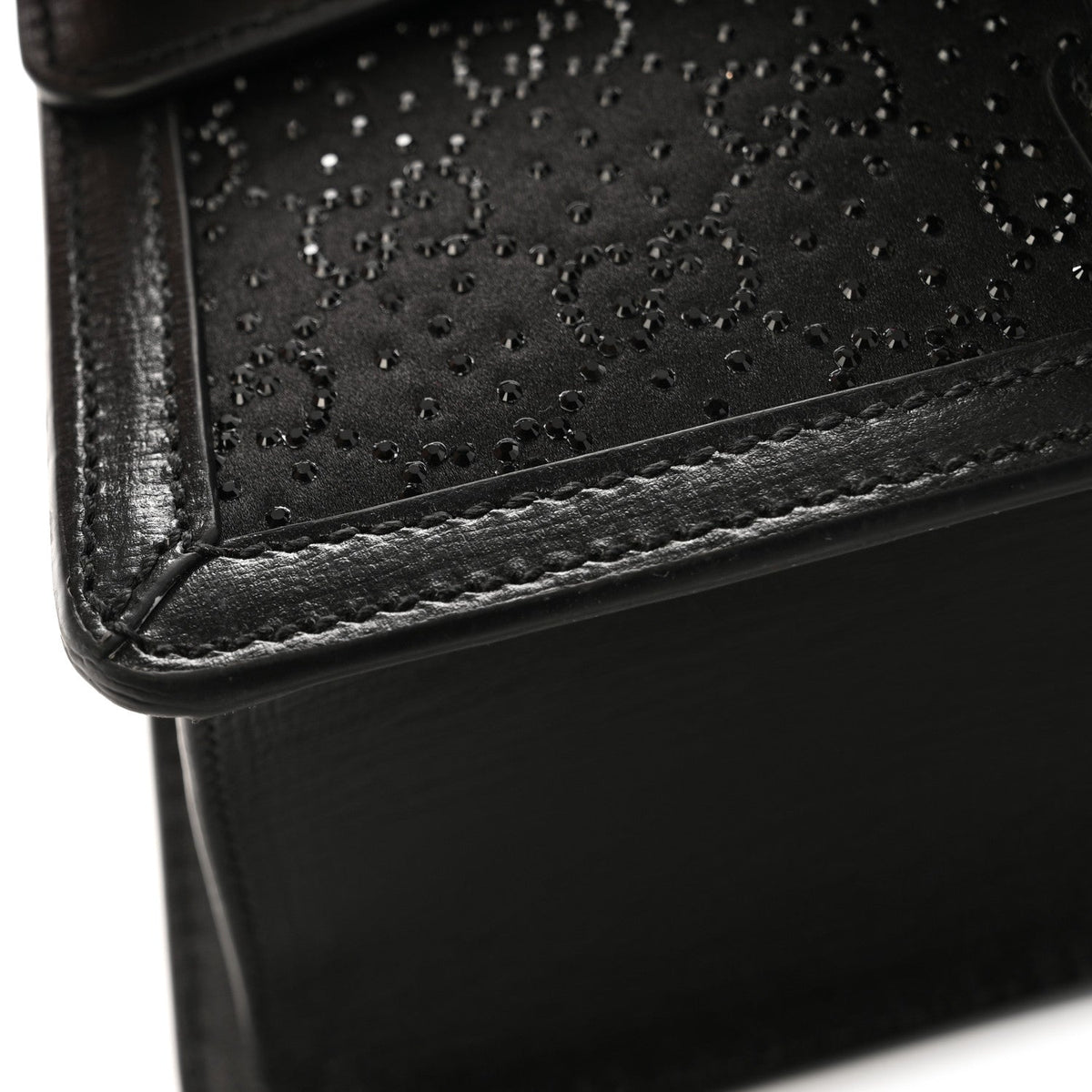 Satin Crystal GG Monogram Mini Dionysus Top Handle Bag Black wholesalehk.shop