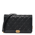 Caviar Quilted Boy Wallet On Chain WOC Black wholesalehk.shop