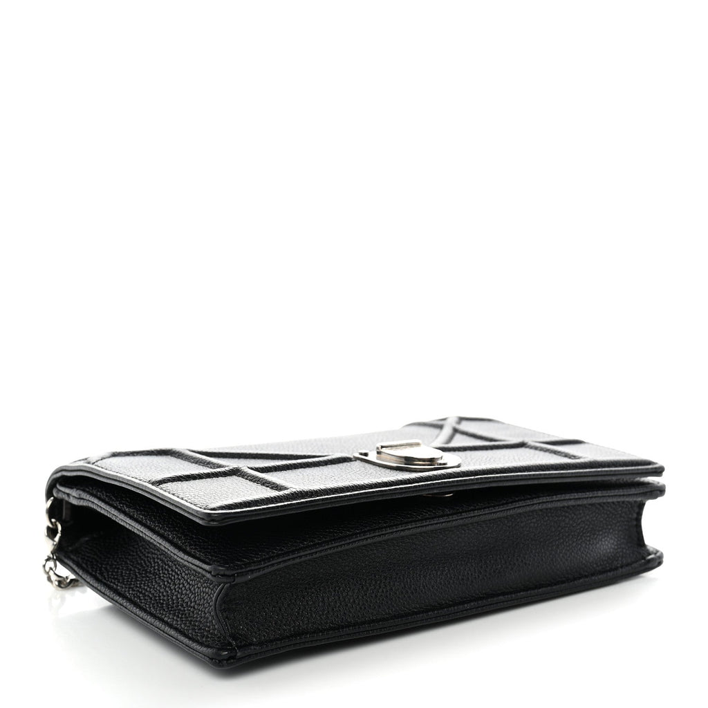 Grained Calfskin Diorama Wallet on Chain Pouch Black ¡§ Direct shipment via from wholesalehk.shop