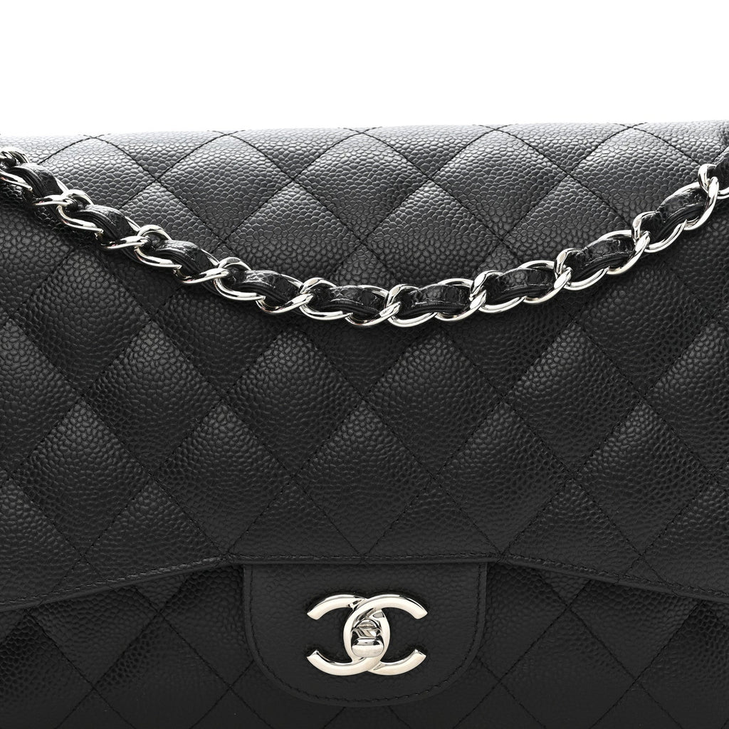 Caviar Quilted Jumbo Double Flap Black wholesalehk.shop
